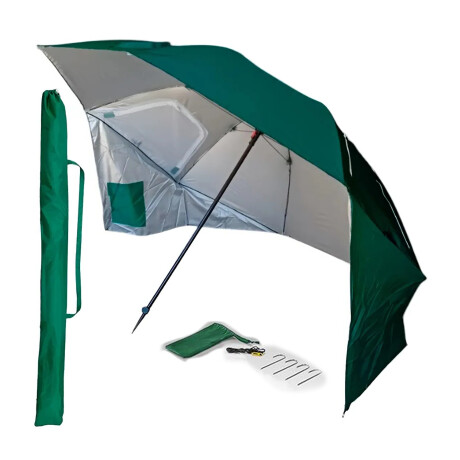 Sombrilla Tela Oxford Ventanas y Bolsillos Laterales Bolsa Verde