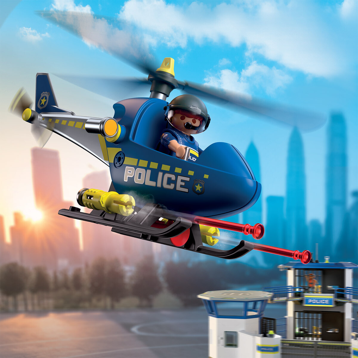 Helicóptero de Policía con Radar Playmobil 28 Piezas 