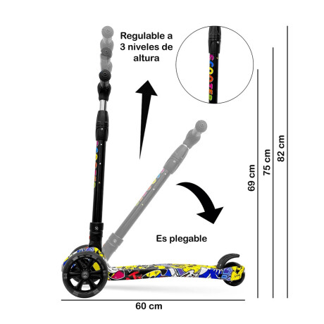 Monopatin Tripatin Rueda Ancha C/Luz Scooter Plegable Multicolor