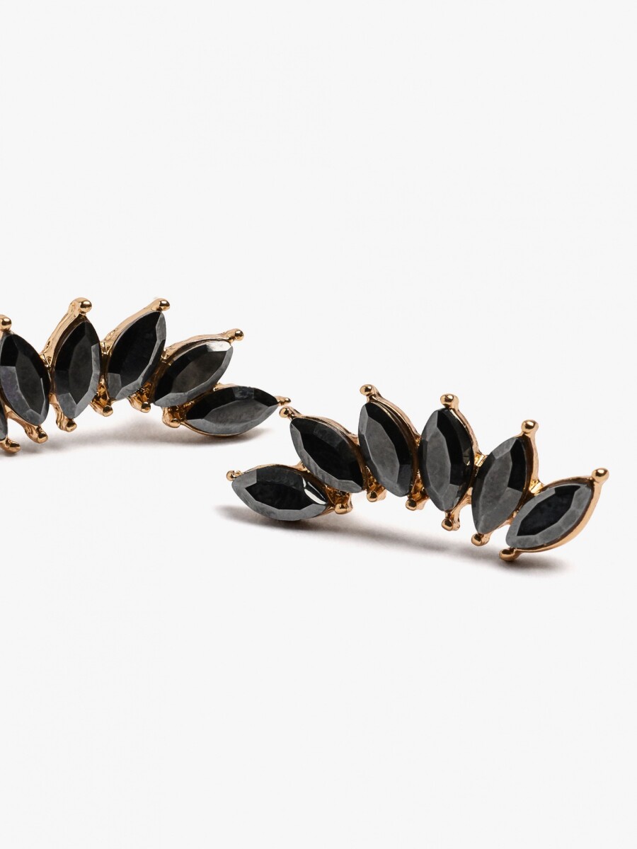 Pendientes Hojas Con Cristales dorado