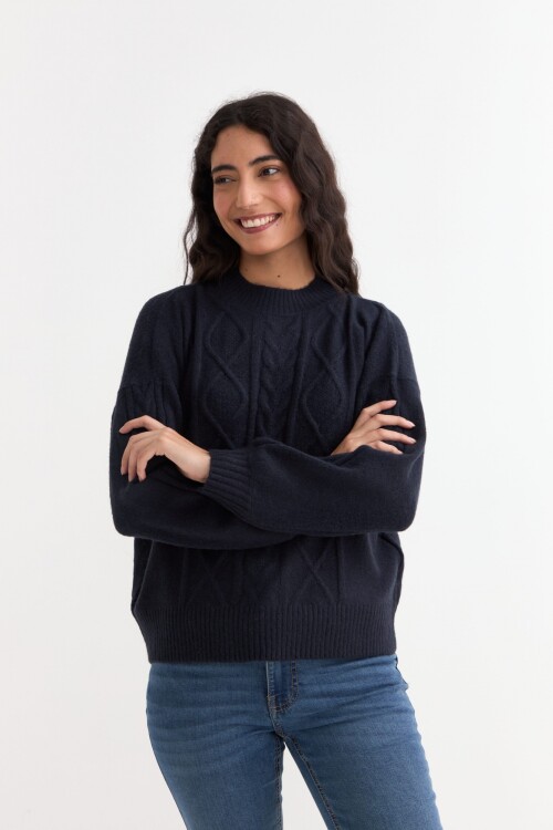 Sweater escote redondo con ochos AZUL