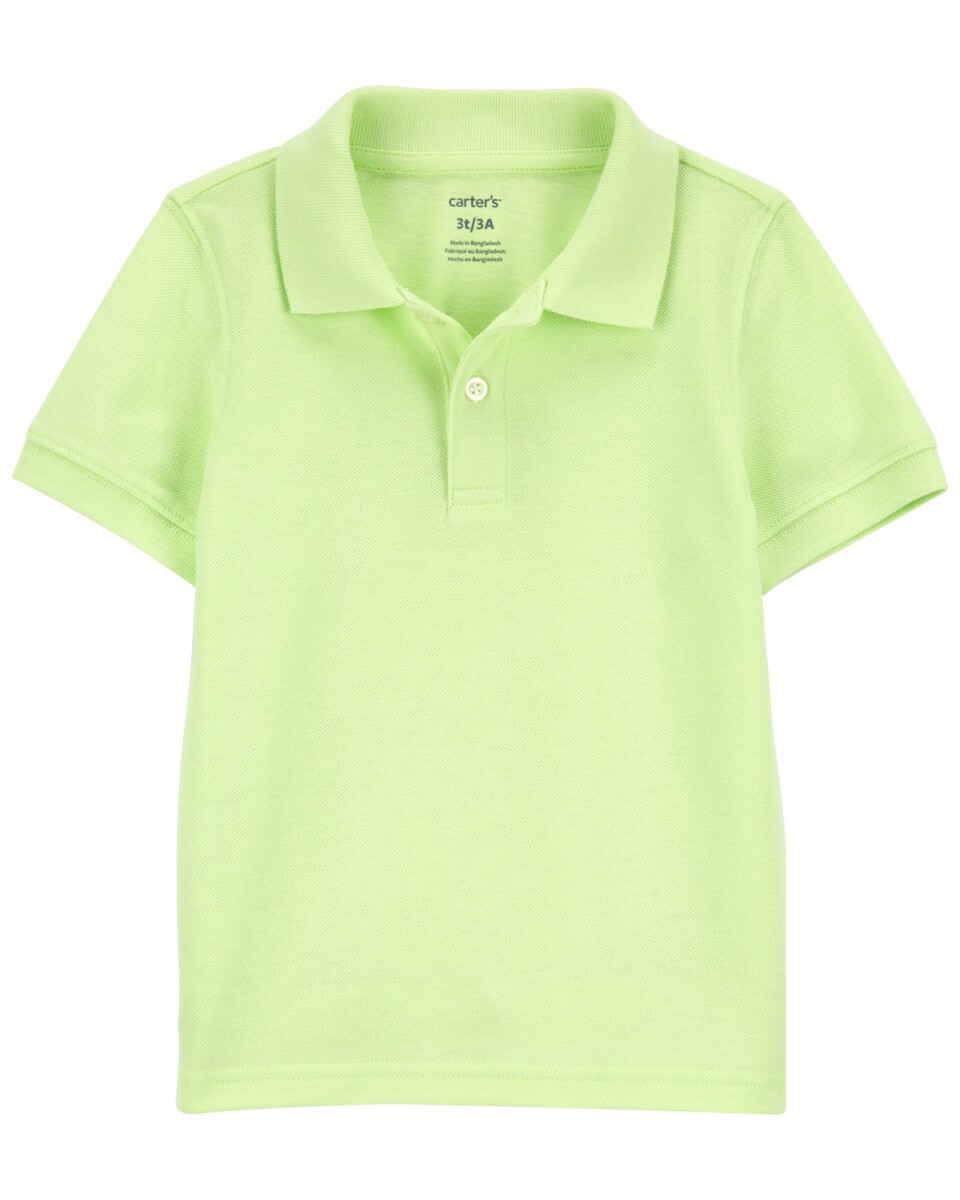 Remera polo de algodón, manga corta, verde lima 