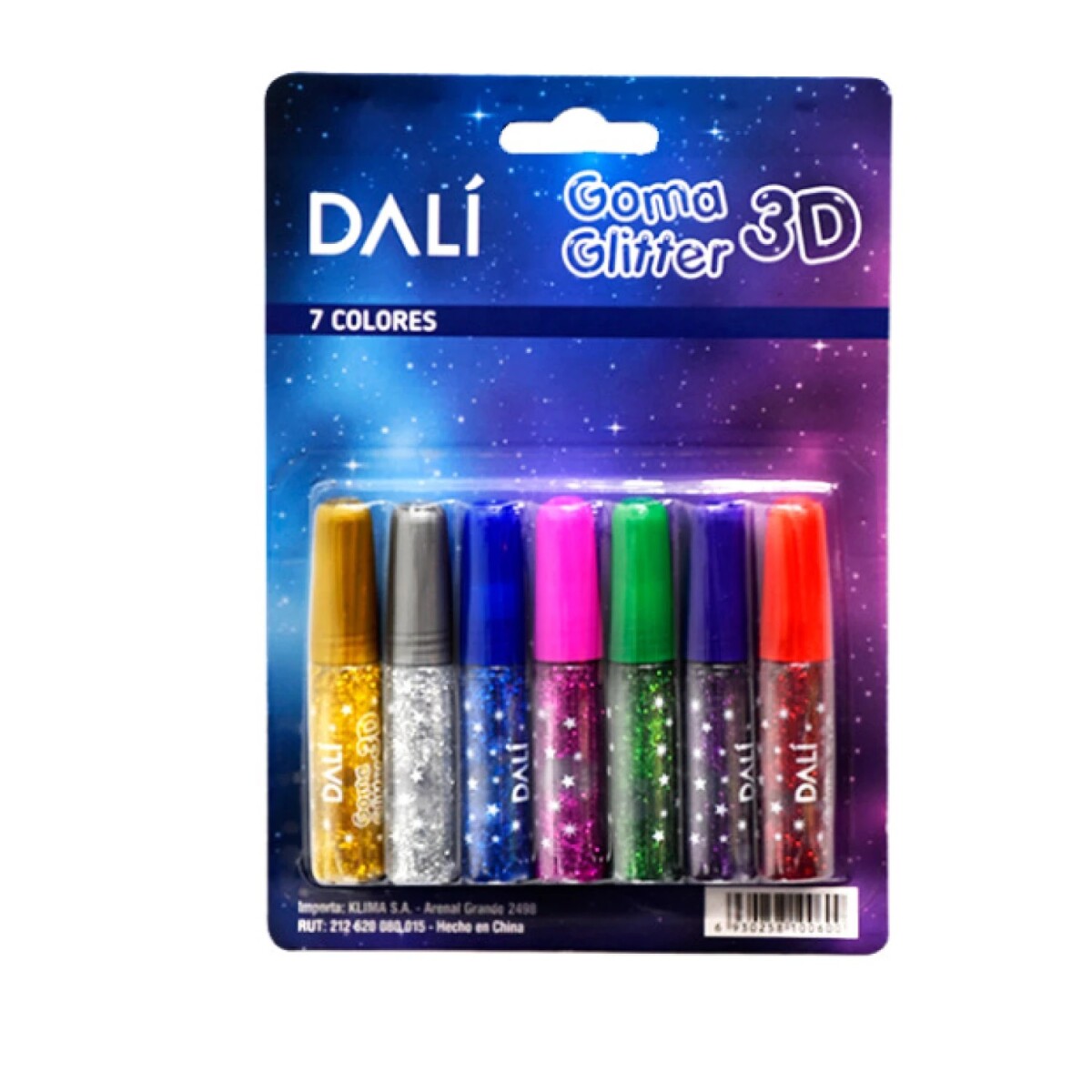 Brillantina Con Goma 7 Tubos 6Ml Dalí 