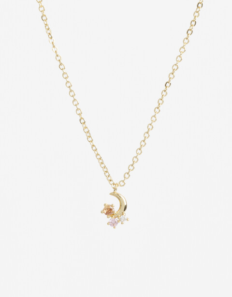 Cadena Corta con Dije Cubic zirconia Collar Con Dije Cubic Bañado En Oro - Dorado