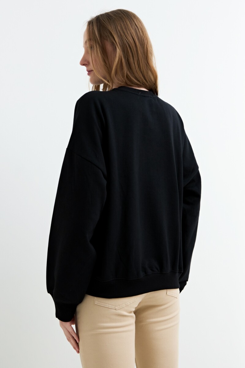 Sweatshirt efecto lavado Good Mood NEGRO