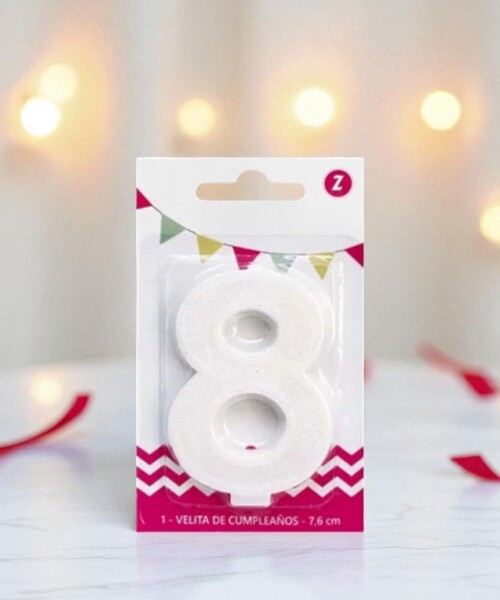 Vela grande glitter n # 8 blanco Vela grande glitter n # 8 blanco