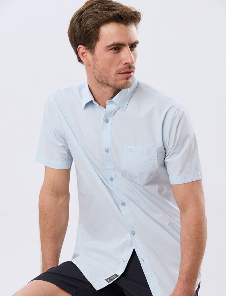 CAMISA CUADROS ALGODÓN Celeste