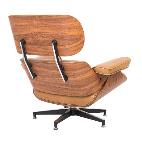 BUTACA C/PUFF 1 CUERPO CUERO-100-NATURAL MARRON EAMES CAMEL