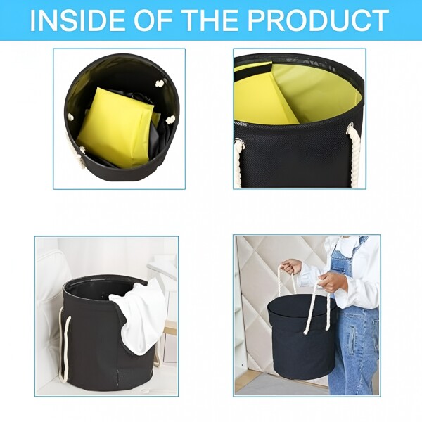 Canasto Alfombra Organizador Juguetes Plegable C/ Asa 150 cm Color Negro