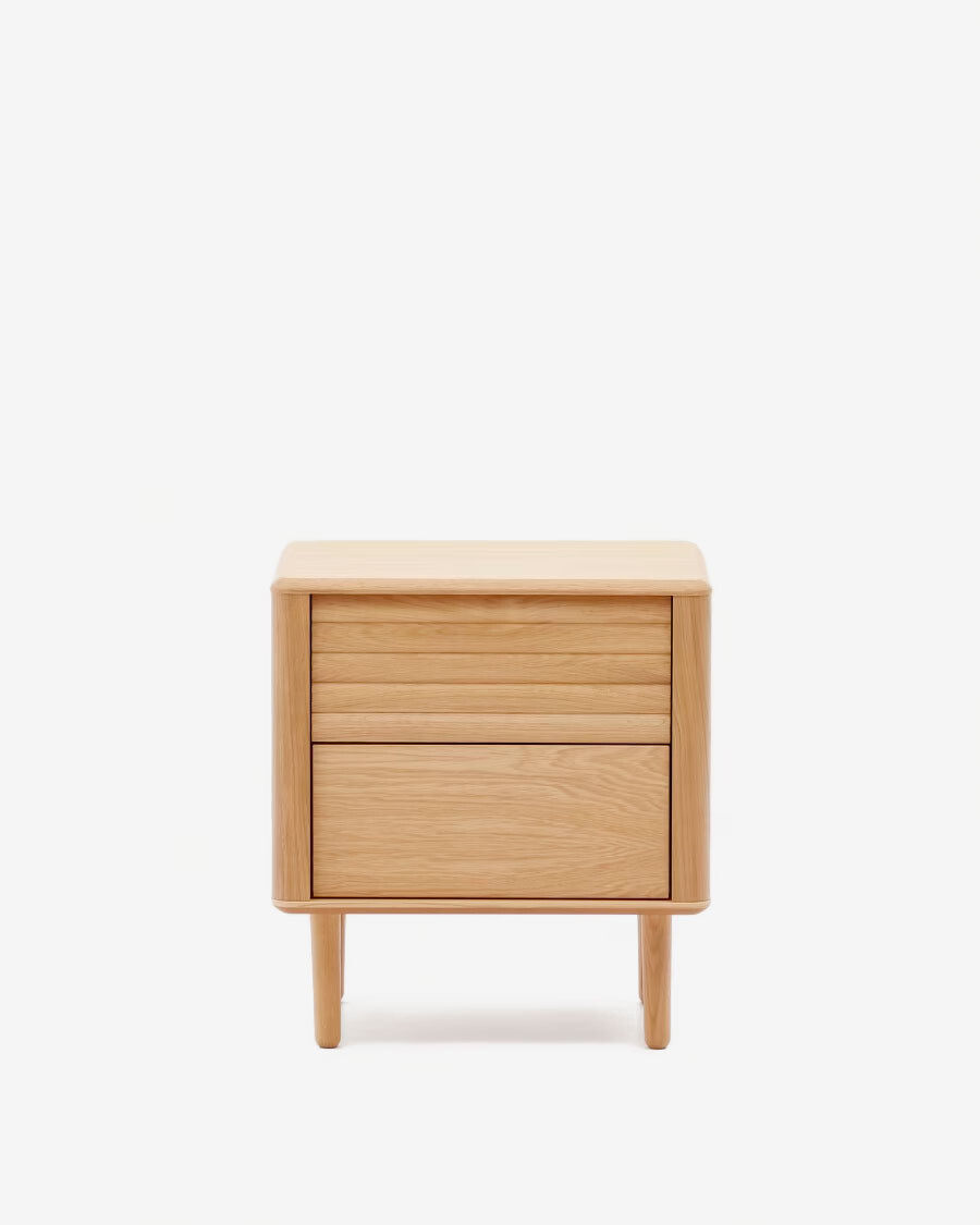 Mesita de noche Lenon 2 cajones de madera y chapa de roble 50 x 55 cm FSC MIX Credit Mesita de noche Lenon 2 cajones de madera y chapa de roble 50 x 55 cm FSC MIX Credit