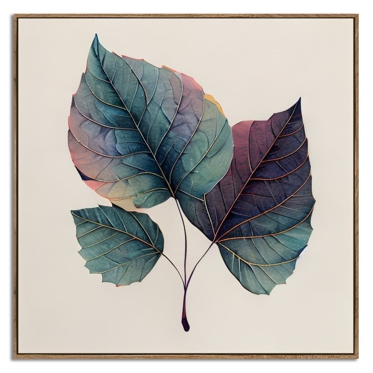 CUADRO CANVAS 40x40cm MARCO HOJA POPLAR COLORES 2 