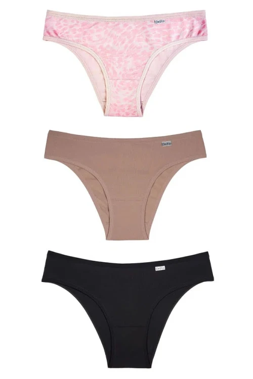 DEL RIO Pack trio bikini algodón Estam/Roman/Neg