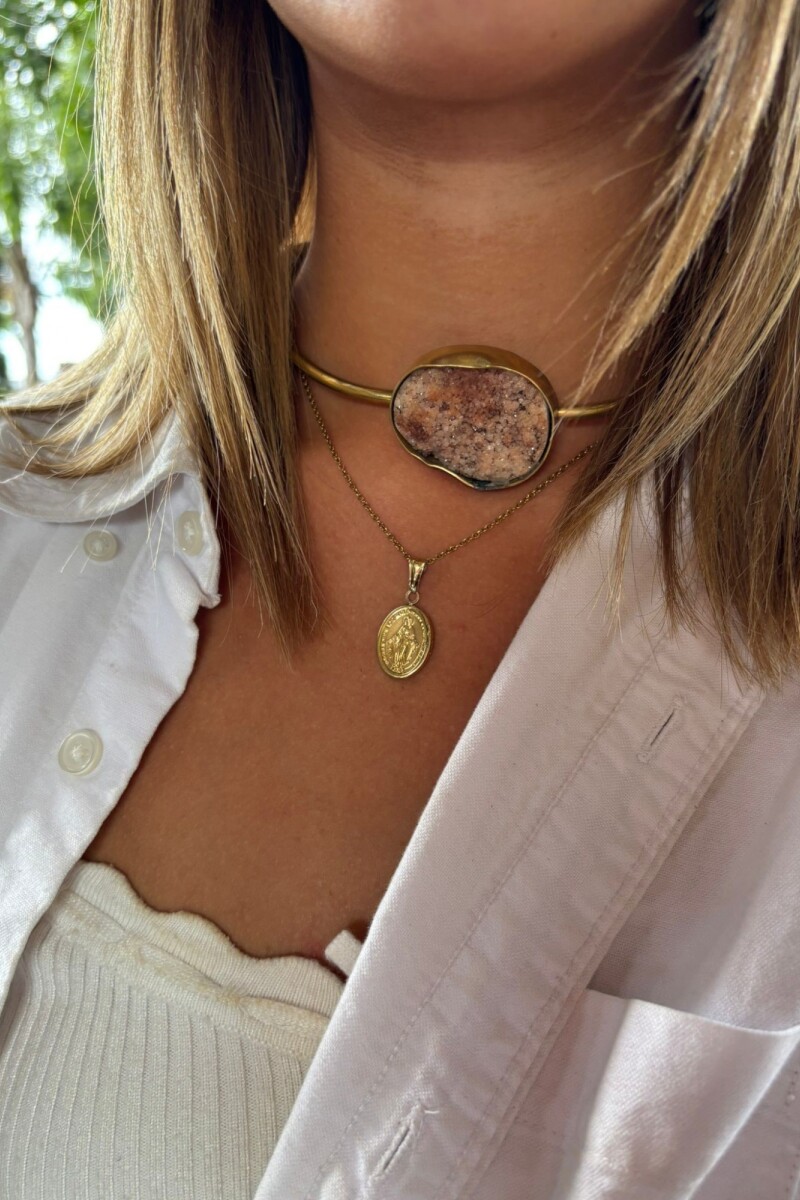 Amatista Choker Rosa Bronce