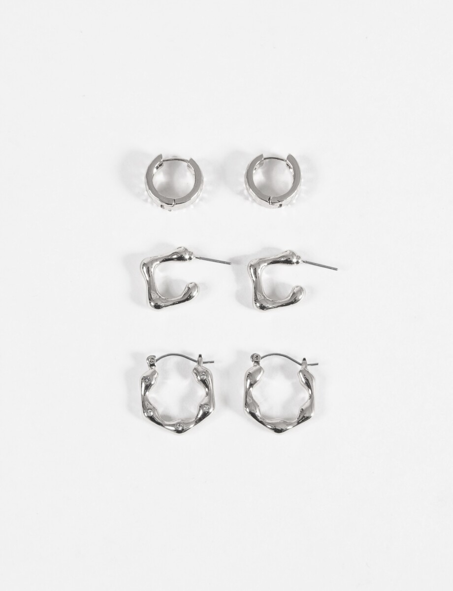 Set de tres aros wavy - plateado 