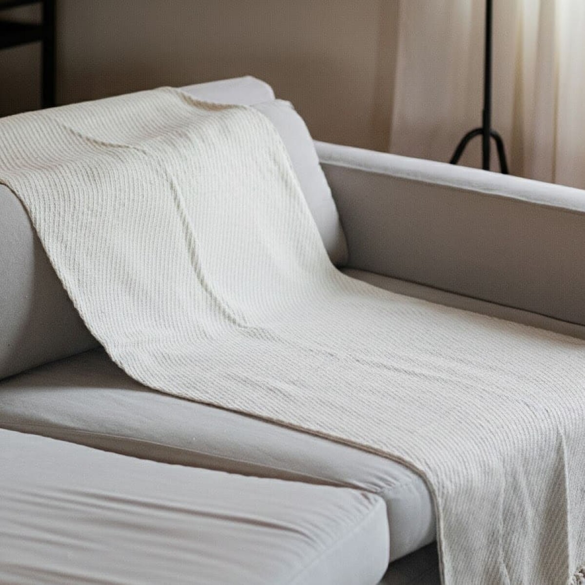 Manta para sillón y cama algodón Crudo 130x180cm - 130cm 