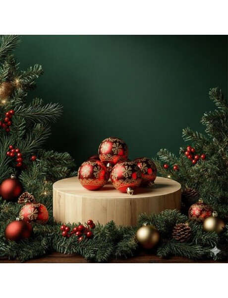 ESFERA DECORADA C/GLITTER 8CM X 4 UNIDADES ROJO ESFERA DECORADA C/GLITTER 8CM X 4 UNIDADES ROJO