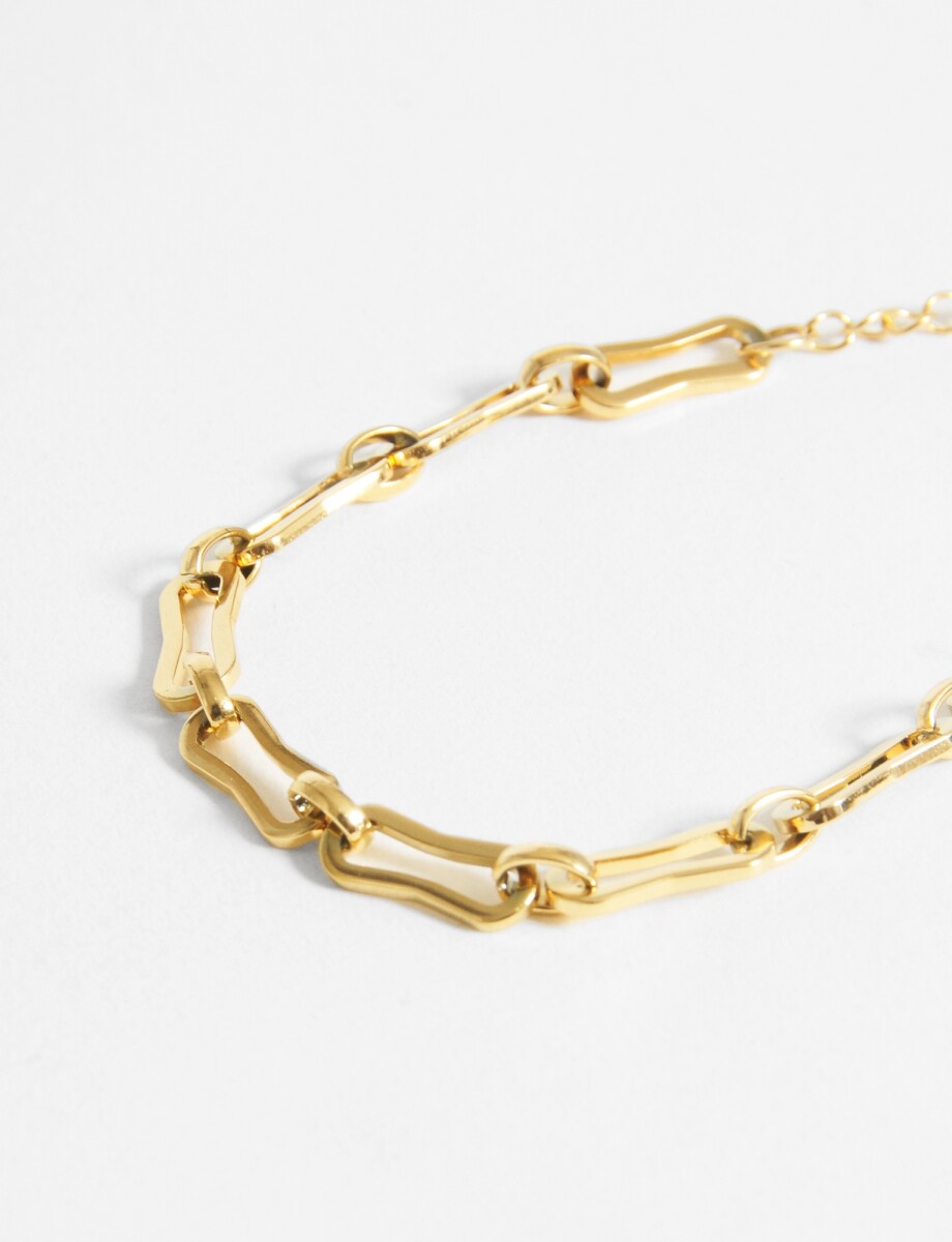 Pulsera acero eslabón irregular - dorado 