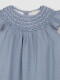 Vestido Liso Con Nido De Abeja A Contraste Gris