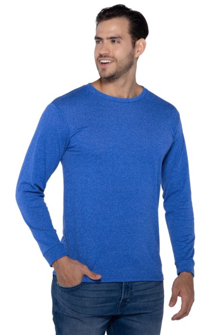 Camiseta jaspe a la base manga larga Azul royal jaspe