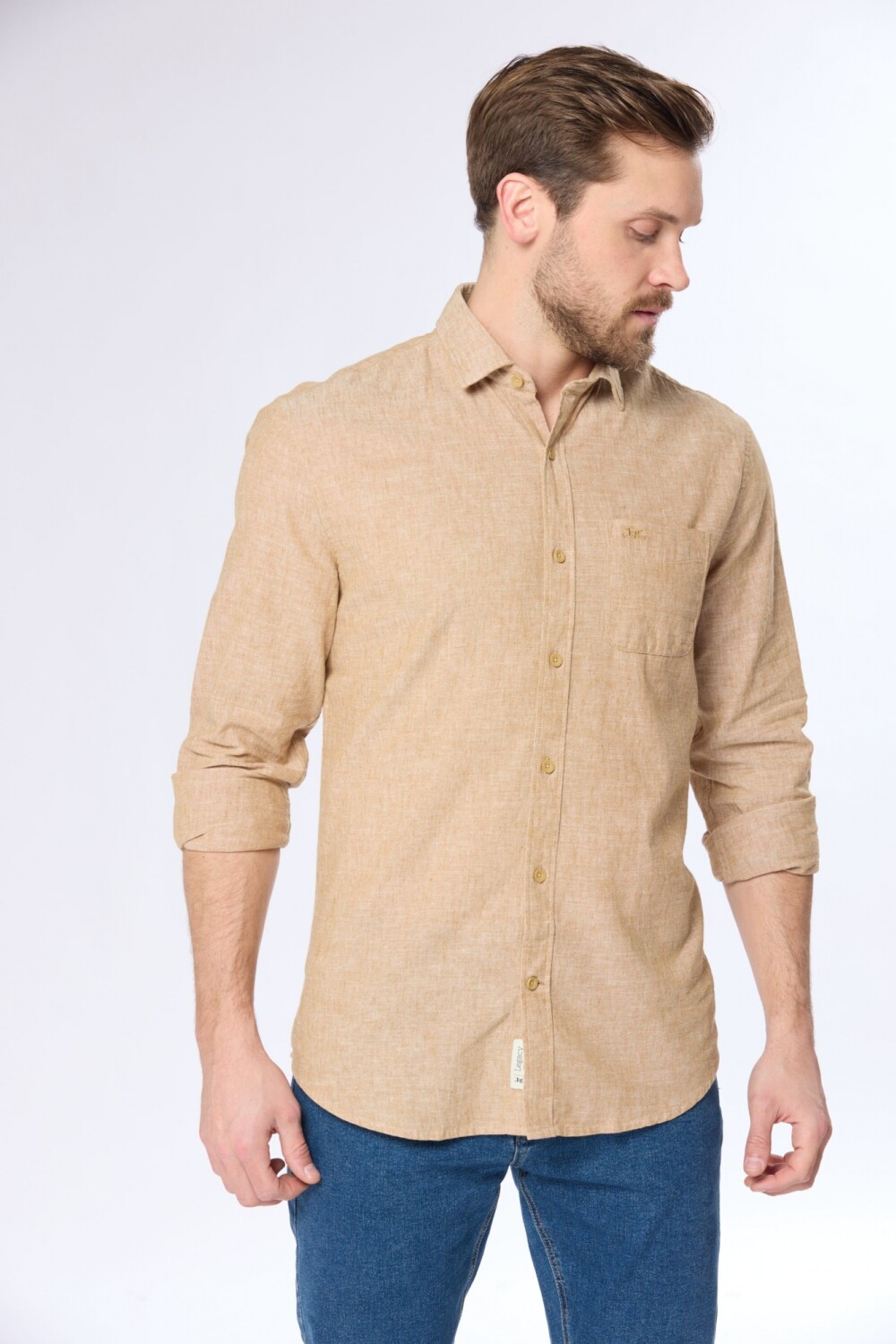 CAMISA DE LINO Camel