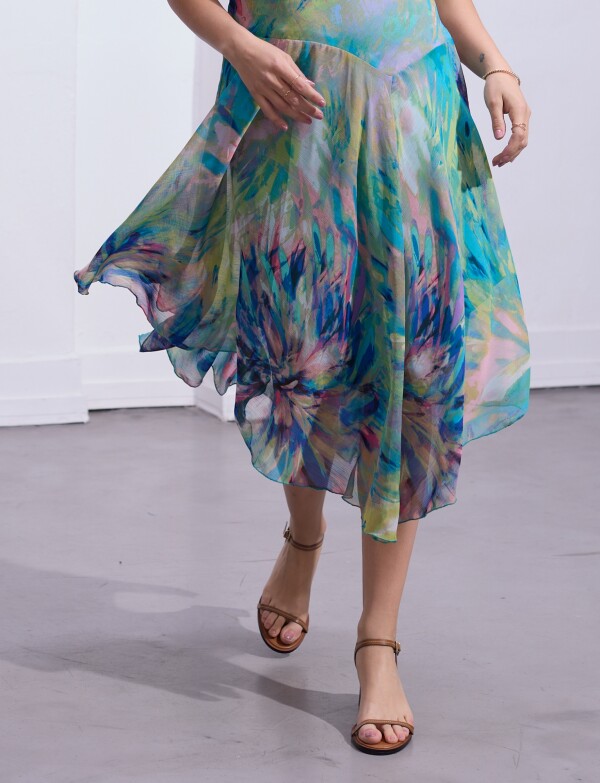 Vestido Gasa VERDE/MULTI