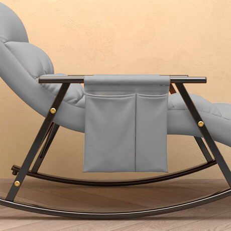 Sillón Reposera Mecedora Respaldo Ajustable Bolsillo Gris