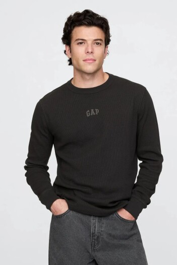 Remera Logo Gap Manga Larga Black