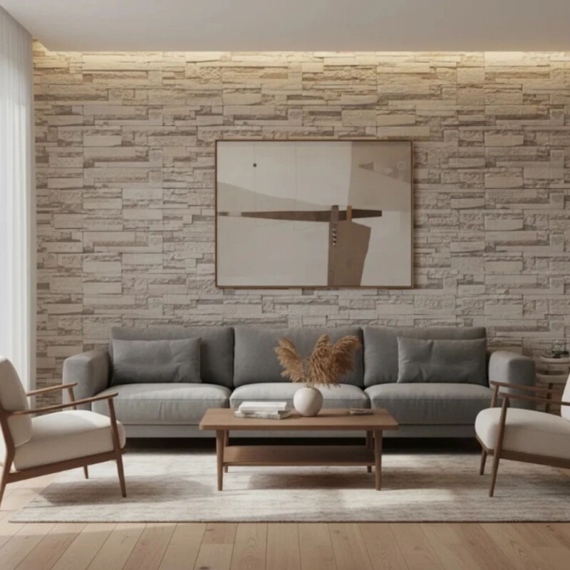 30 Placas Revestimiento Pared Autoadhesiva 70x77cm Promo X30 Piedra Clara