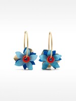 Aros Con Flores Y Cuentas multicolor