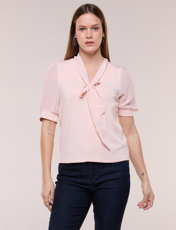 Blusa Escote Con Lazo ROSA CLARO