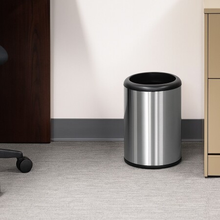 PAPELERA TACHO TRAMONTINA ACERO INOXIDABLE 10LTS PLATEADO