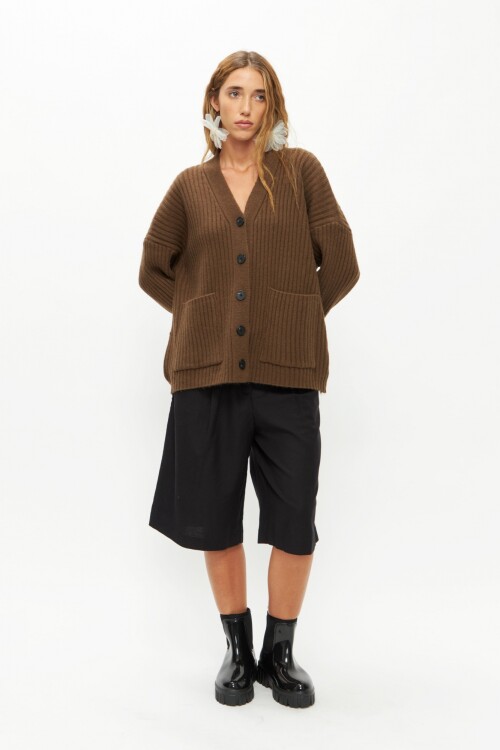 PREVENTA Cardigan acanalado marrón