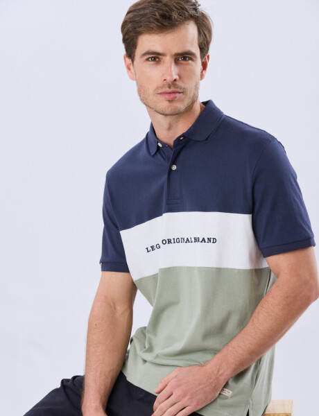 REMERA POLO RAYADA JERSEY Azul