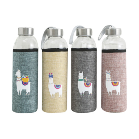 Botella Vidrio con Protección 500 ml Llamas