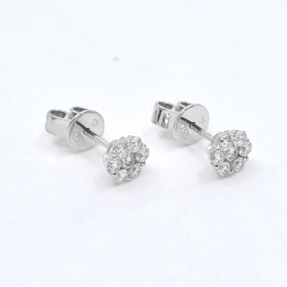 Caravanas En Oro 18K Blanco Y Brillantes Caravanas En Oro 18K Blanco Y Brillantes