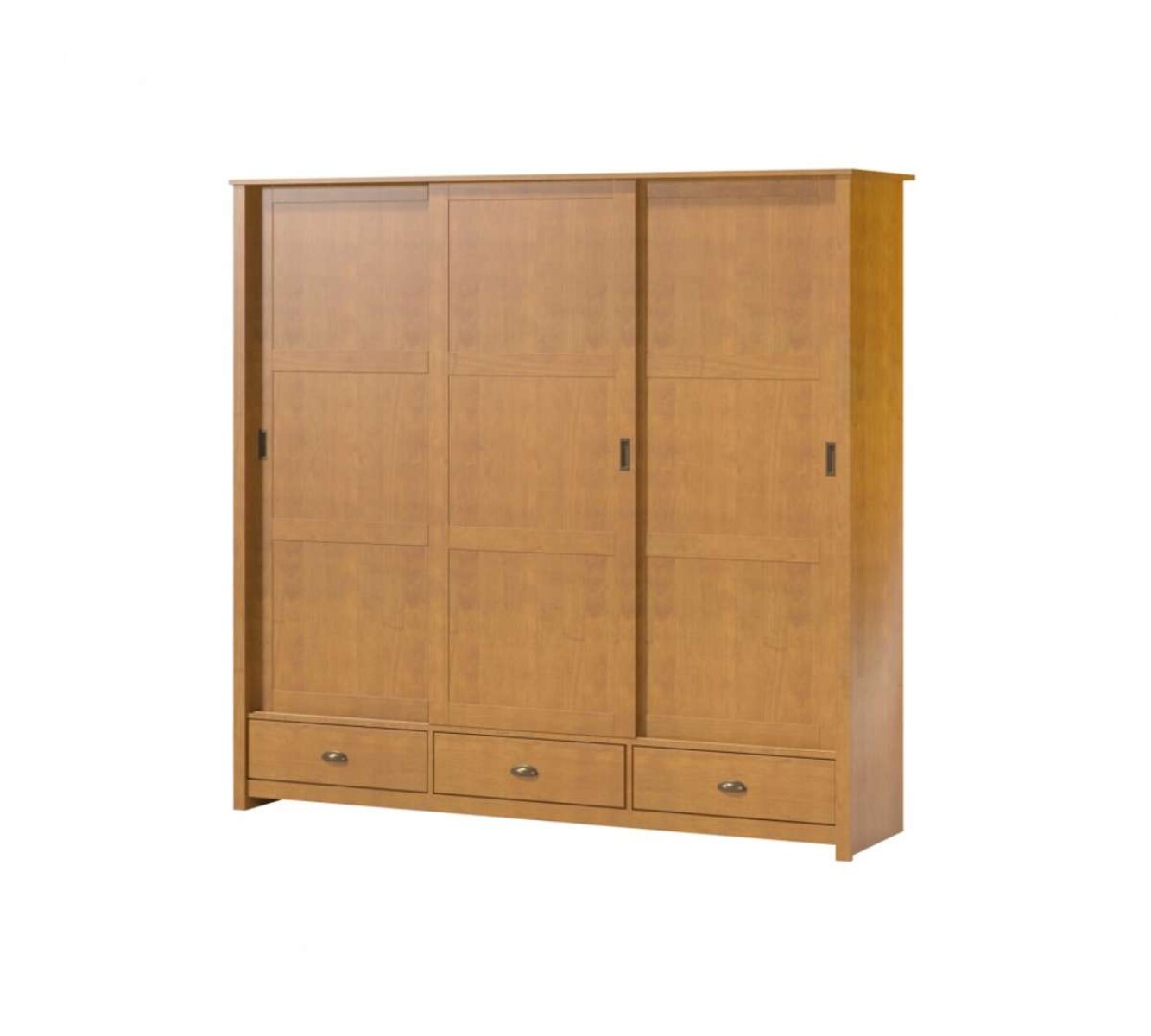 Ropero 3 puertas corredizas 3 cajones Madera maciza - Marron 