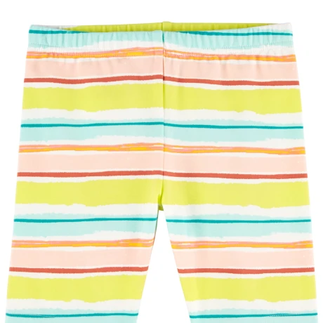 Short Carters Algodón Tipo Ciclista a Rayas CELESTE-AMARILLO-ROSA