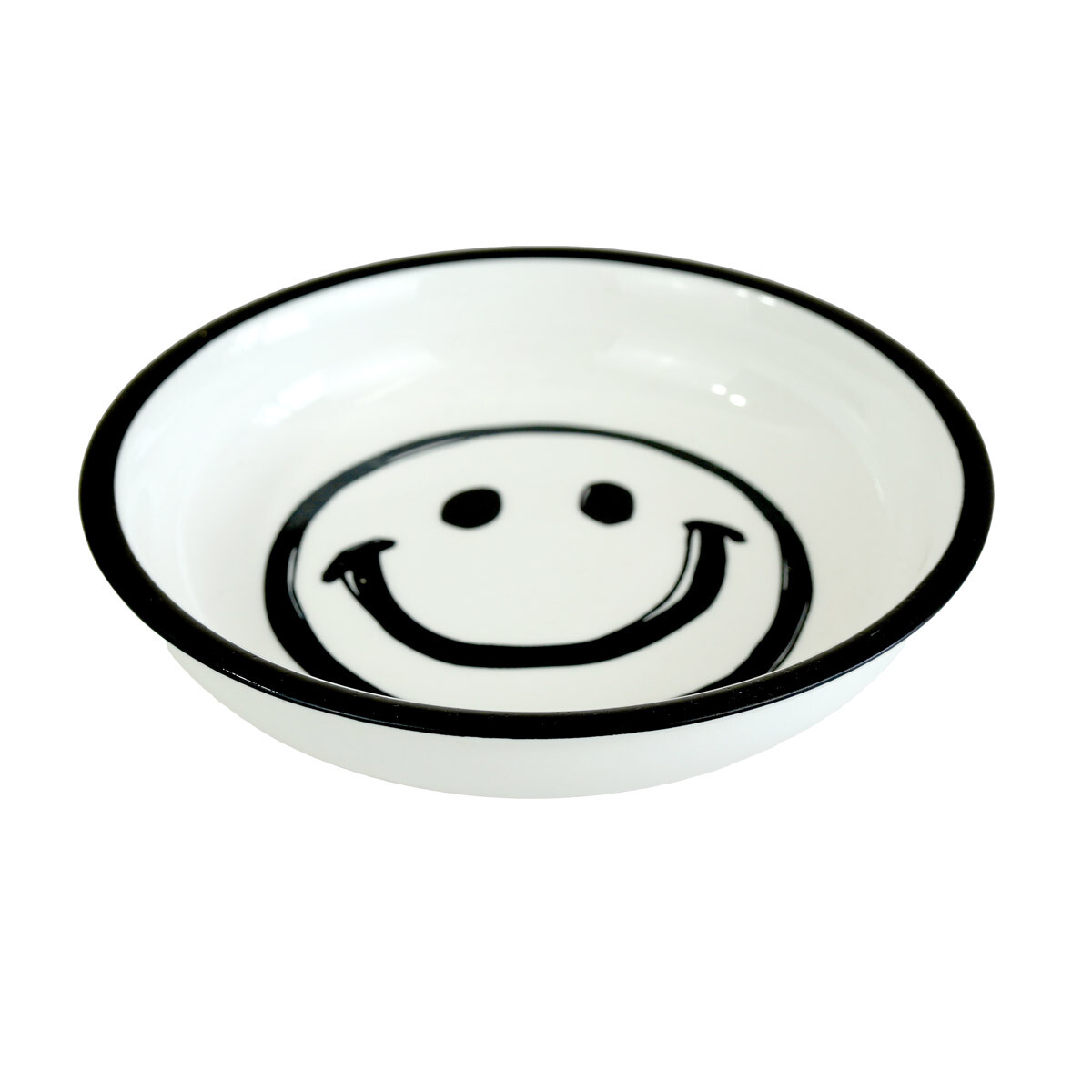 PLATO HONDO CERAMICA BCA BORDE NEGRO 