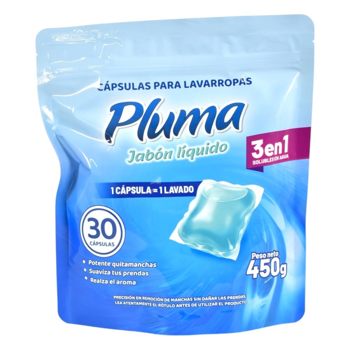 CAPSULAS PARA LAVARROPA PLUMA 3 EN 1 X 30 UNIDADES 