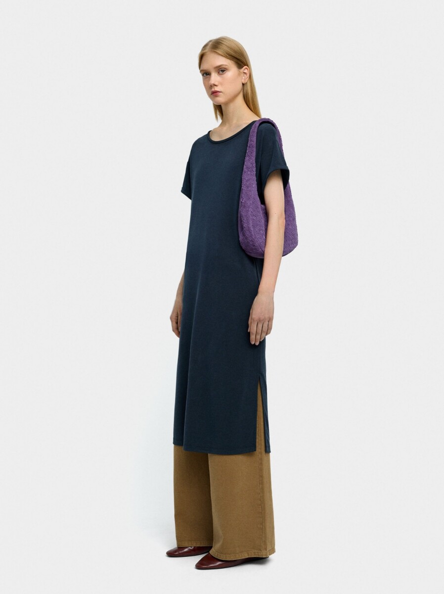 Vestido Midi Liso - negro 