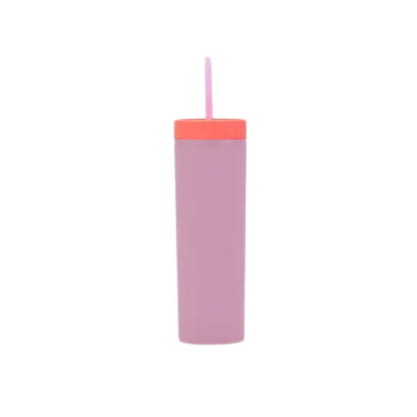 Vaso con sorbito bicolor Rosado