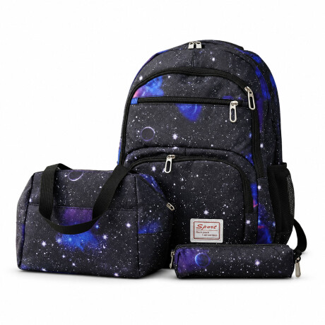 Set Mochila Lonchera Cartuchera Unisex Resistente 3 Piezas Negro