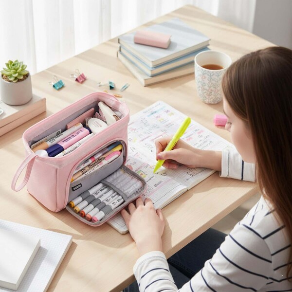 Cartuchera Escolar Liceal Organizador 22cm Gran Capacidad Color Rosado