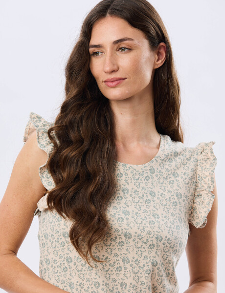 REMERA ESTAMPADA DE ALGODÓN Beige