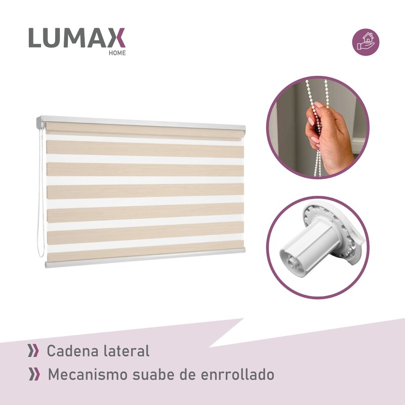 Cortina Roller Día Y Noche Lumax 1.0 X 2.1 M Gran Calidad Beige