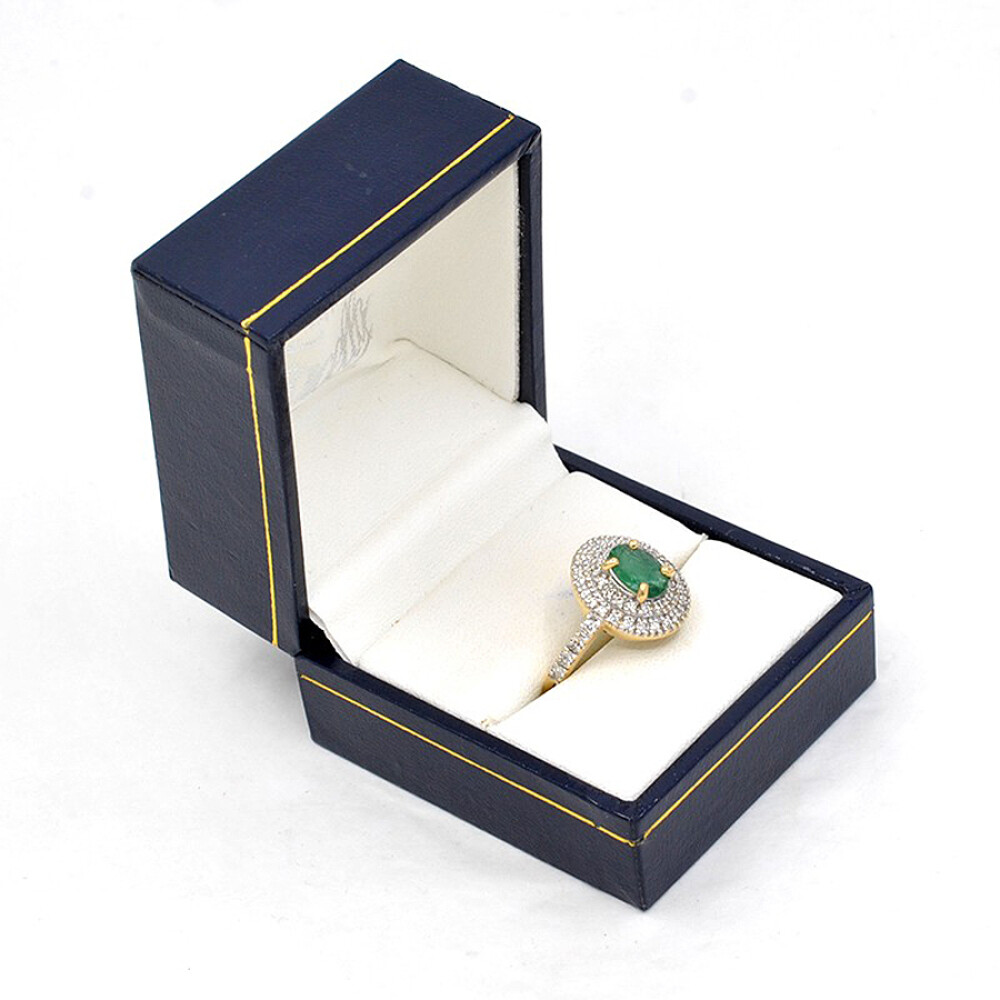 Anillo En Oro 18K, Esmeralda Y Brillantes Anillo En Oro 18K, Esmeralda Y Brillantes