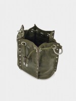 Bolso Bombonera Con Tachuelas verde