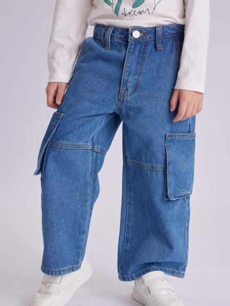 Pantalón de jean cargo Azul
