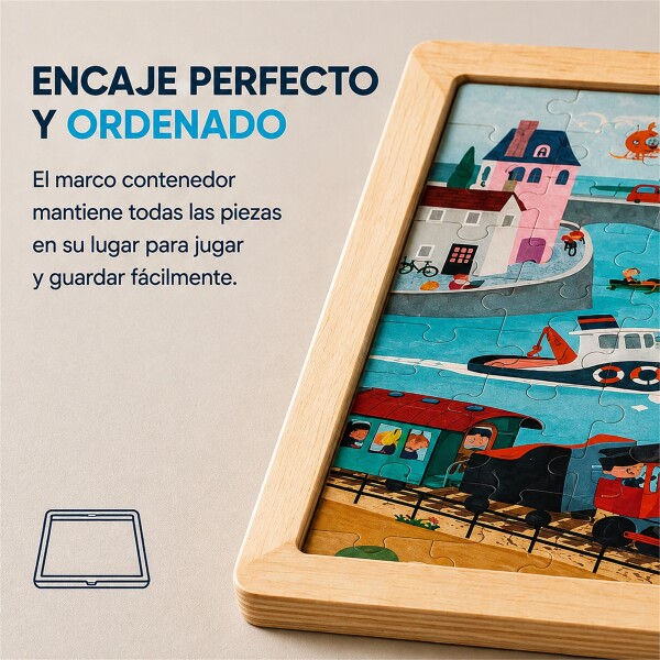Puzzle de Madera Top Bright Ciudad 100 Piezas con Base CELESTE