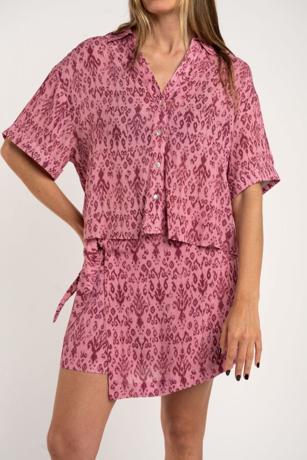 Skort Estampado Lurex Rosa